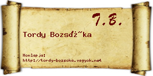 Tordy Bozsóka névjegykártya